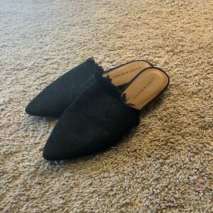 Lucky Brand Dark Denim Fringe Mules